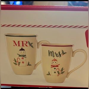 Lenox Mr & Mrs snowman Christmas coffee Mugs, set of 2